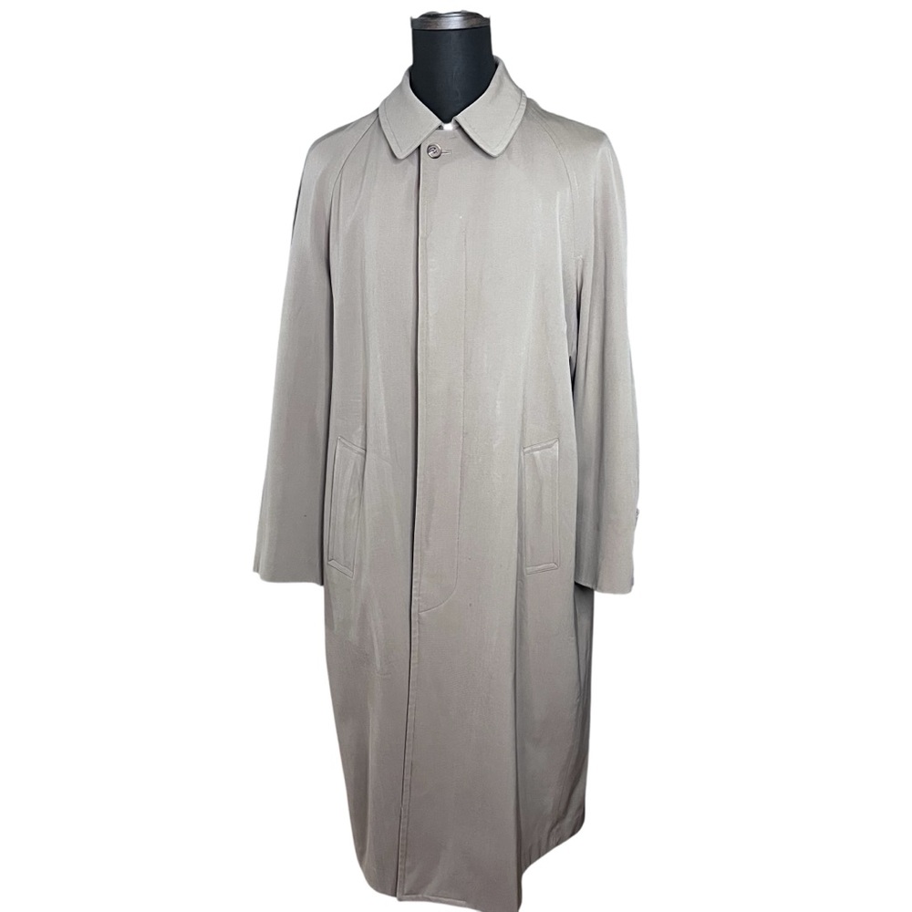 BILL BLASS MENSWEAR Vintage 80s Balmacaan Beige Wool Coat Zip In Lining XL
